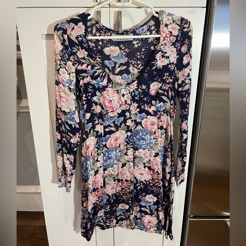 Auguste the Label blue and pink floral long sleeve dress US 2